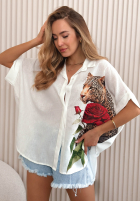Cămașă z nadrukami Wild Rose albă