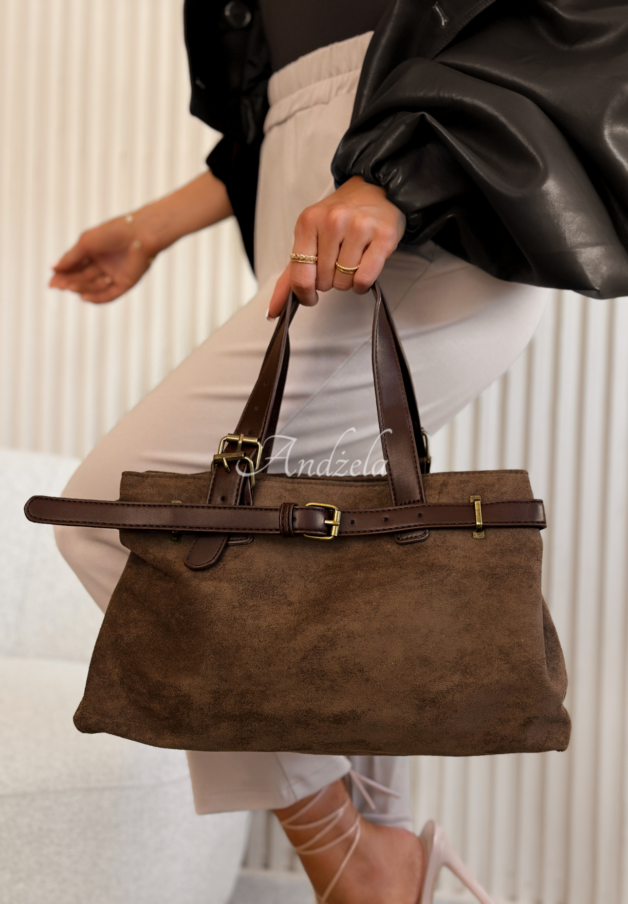 Geantă din piele întoarsă Donna