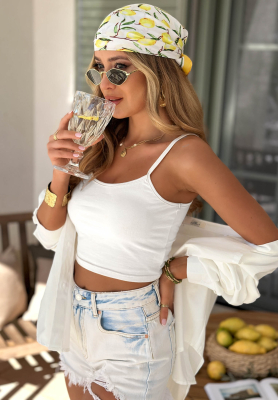 Top                   scurt din bumbac cu bretele Viva Oliva