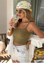 Krótki Top  na ramiączkach All For You măsliniu