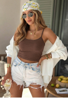 Krótki Top  na ramiączkach All For You măsliniu