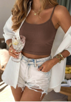 Krótki Top  na ramiączkach All For You măsliniu