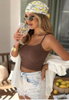 Krótki Top  na ramiączkach All For You măsliniu