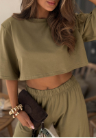 Bawełniany Tricou z poduszkami Silent Hour ciocolatiu