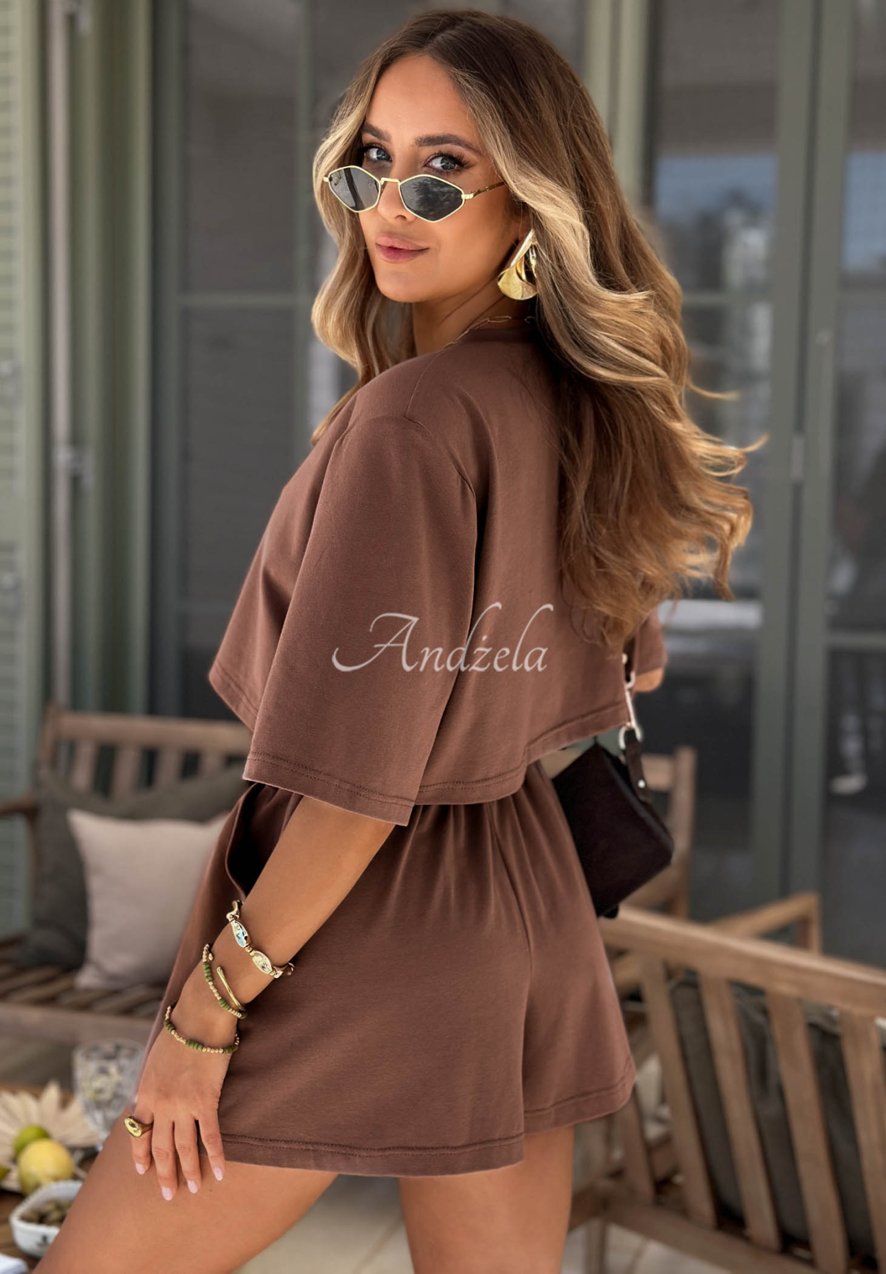 Tricou din bumbac cu pernițe pe umeri Viva Oliva