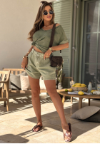 Tricou z dekoltem Venali camel