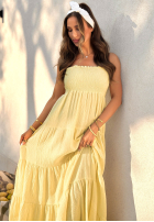 Rochie maxi z falbankami Morning Light galben