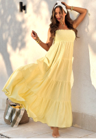 Rochie maxi z falbankami Morning Light galben