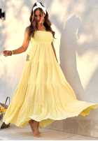 Rochie maxi z falbankami Morning Light galben