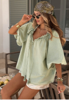 Bluză z bufkami i wiązaniem przy dekolcie Bellanova biała