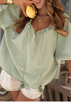 Bluză z bufkami i wiązaniem przy dekolcie Bellanova biała