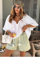 Bluză z bufkami i wiązaniem przy dekolcie Bellanova biała