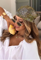 Wzorzysta Eșarfă Print Story kaki