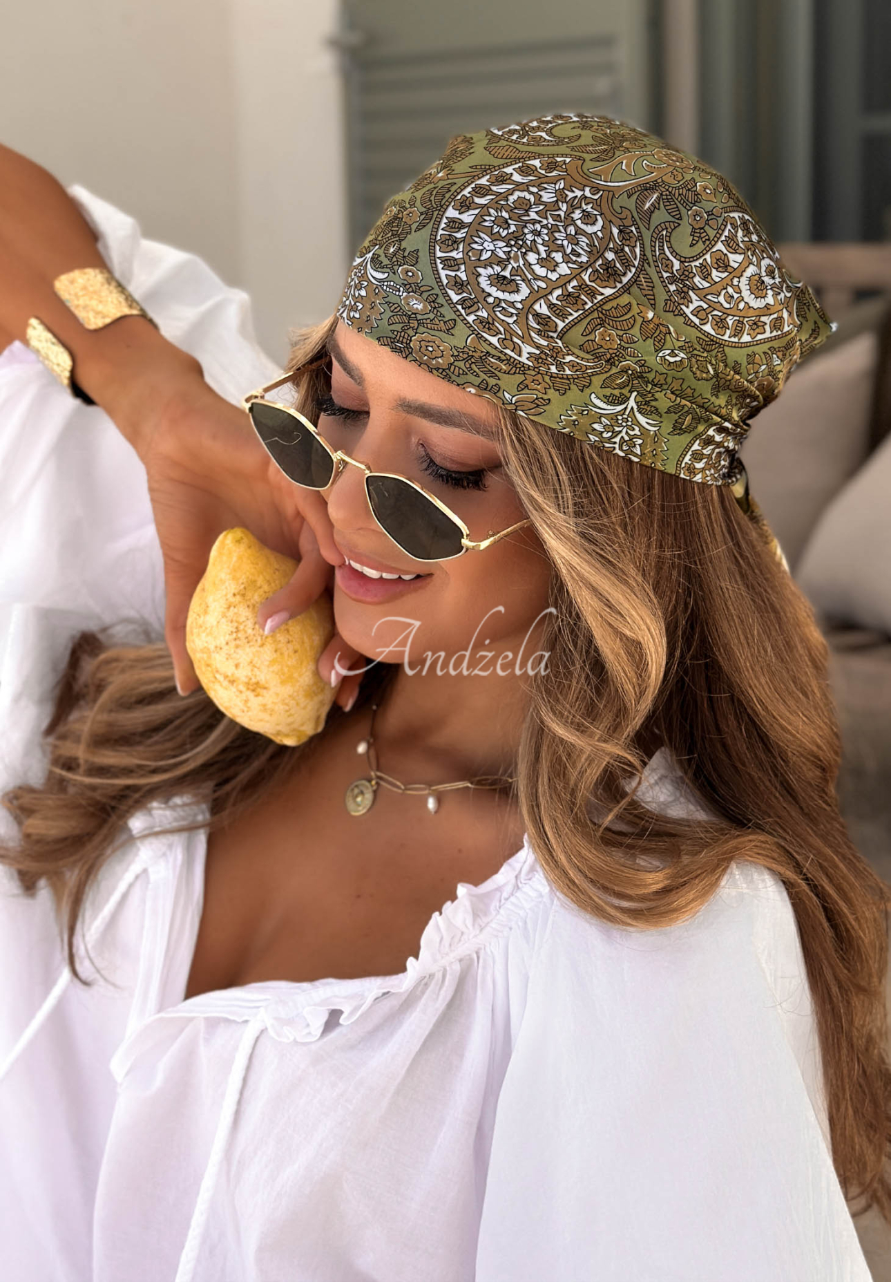 Eșarfă cu imprimeu Print Story