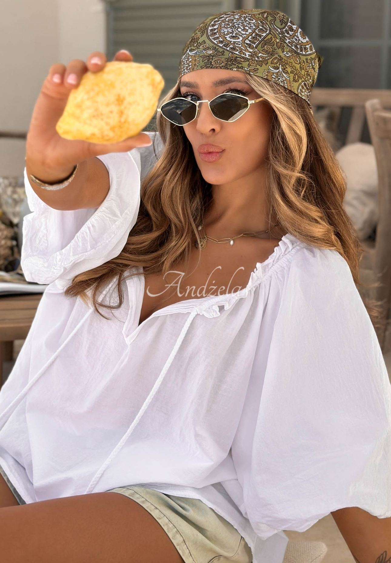 Eșarfă cu imprimeu Print Story