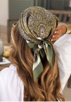 Wzorzysta Eșarfă Print Story kaki