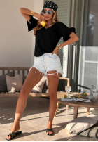 Bawełniany Tricou z falbankami Ask For More roz pudră