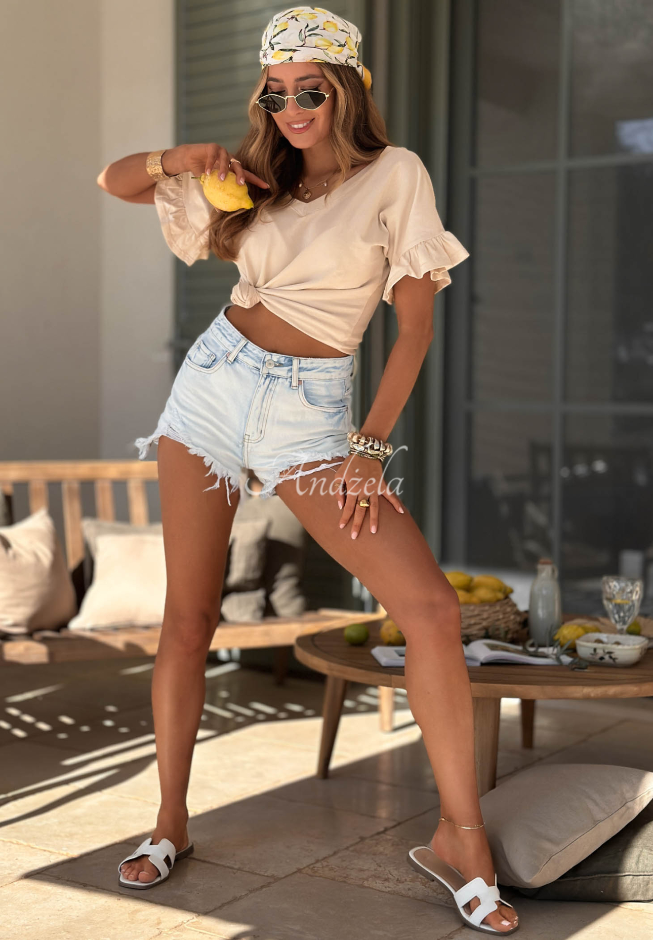 Tricou din bumbac cu volănașe Ask For More