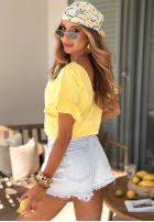 Bawełniany Tricou z falbankami Ask For More roz pudră