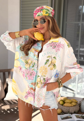 Cămașă asimetrică cu imprimeu Capri Lemonade