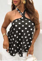 Satynowy Top  wiązany na szyi w Buline Delphie negru