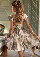 Kwiecista Rochie mini z paskiem Follow The Sun beżowo-verde