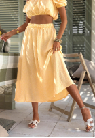 Compleu Scurtă Bluză i rozkloszowana Fustă w kratkę Flamingo Sunset roz