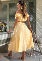 Compleu Scurtă Bluză i rozkloszowana Fustă w kratkę Flamingo Sunset roz