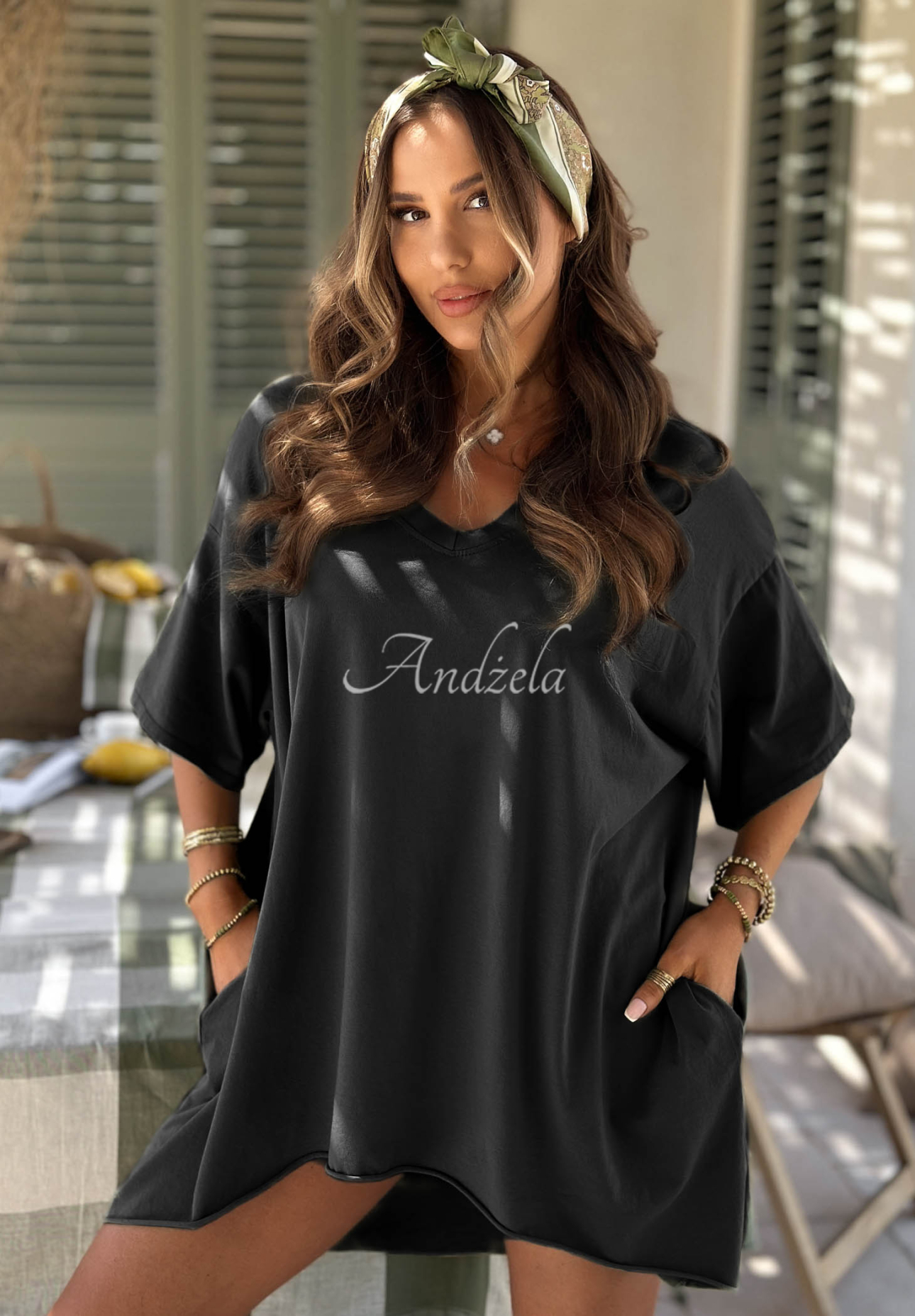 Tricou asimetric oversize din bumbac Solaviva