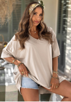 Tricou oversize z dekoltem Solaviva roz