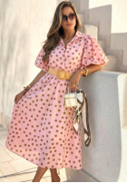 Rochie midi w Buline z bufkami i paskiem Hello Bellissima albă