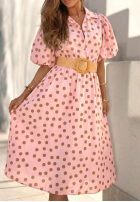 Rochie midi w Buline z bufkami i paskiem Hello Bellissima albă