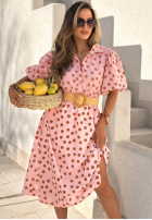 Rochie midi w Buline z bufkami i paskiem Hello Bellissima albă