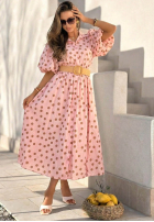 Rochie midi w Buline z bufkami i paskiem Hello Bellissima albă