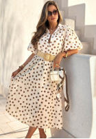 Rochie midi w Buline z bufkami i paskiem Hello Bellissima albă