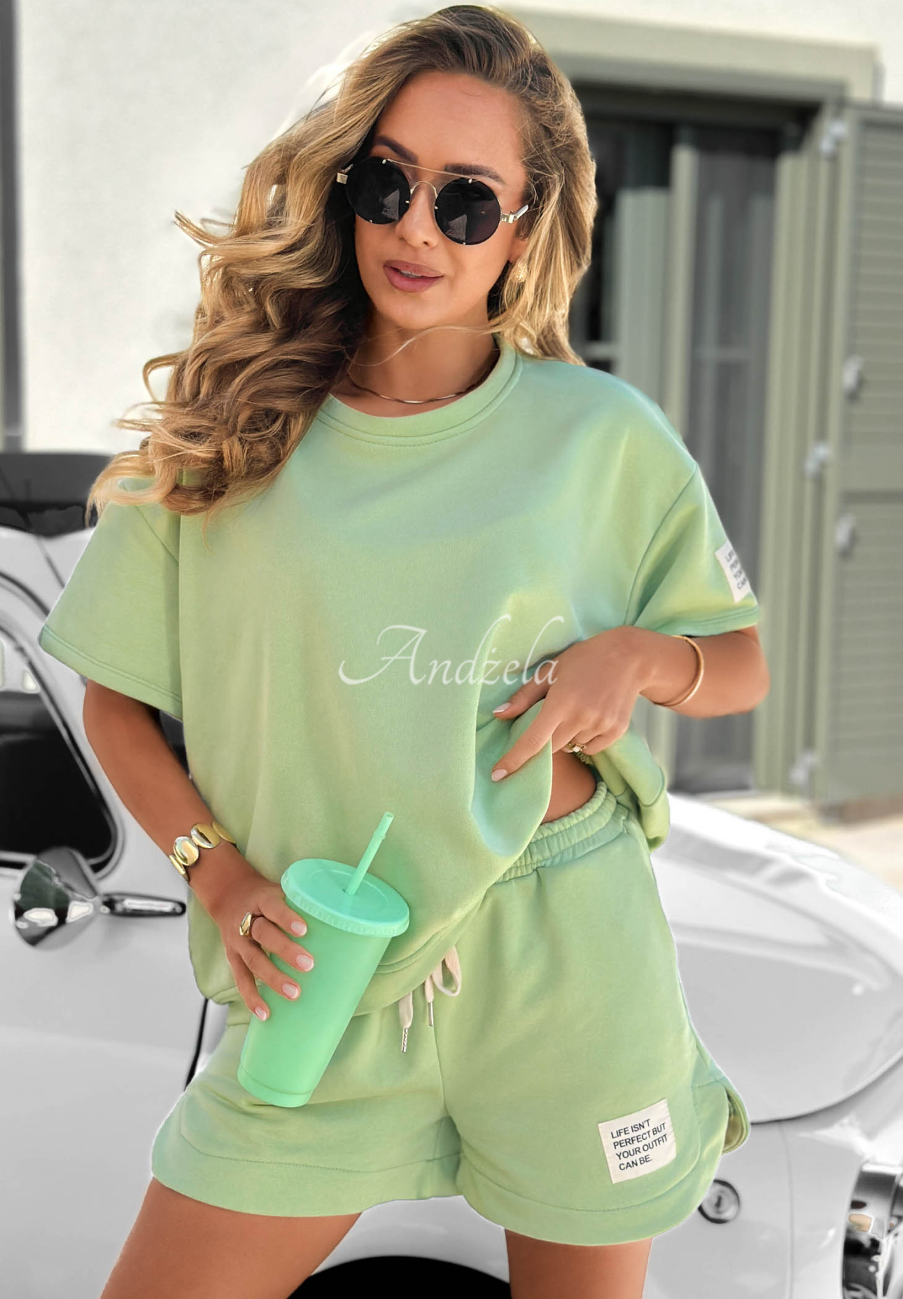 Set din bumbac tricou și pantaloni scurți Sporty Summer