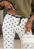 din material textil spodnie Pantaloni de tip țigaretă w Buline Spring Dots białe
