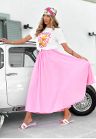 Fustă maxi ombre Anessia biało-roz