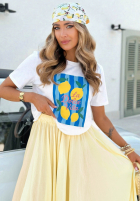 Tricou z nadrukiem La Lemone biało-albastru