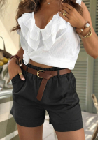 din denim Șorturi z paskiem Any Place ciocolatii