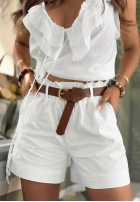 din denim Șorturi z paskiem Any Place ciocolatii