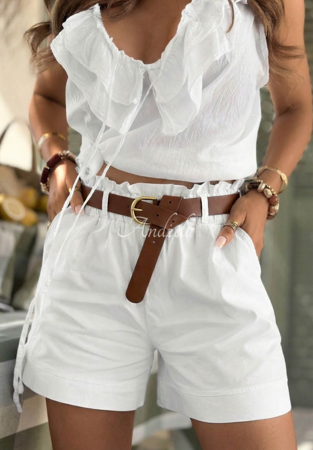 Pantaloni scurți din material Any Place cu curea