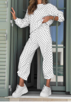 Compleu de trening Hanorac i Pantaloni w Buline Vita Dots Alb