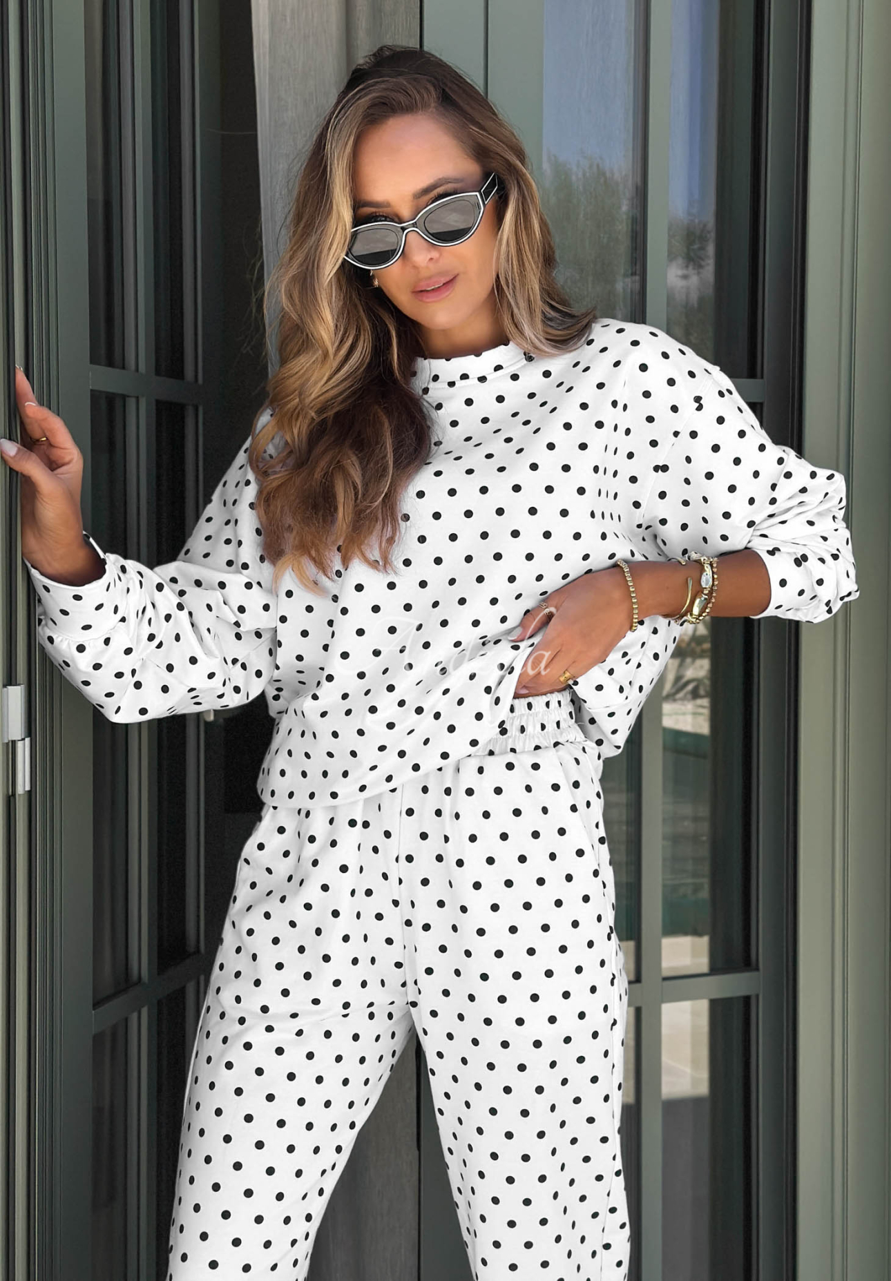 Set de trening din bumbac hanorac și pantaloni cu buline Dolce Dots