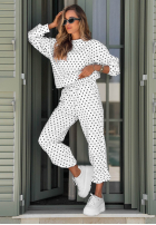 Compleu de trening Hanorac i Pantaloni w Buline Vita Dots Alb