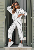 Compleu de trening Hanorac i Pantaloni w Buline Vita Dots Alb