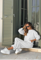 Compleu de trening Hanorac i Pantaloni w Buline Vita Dots Alb