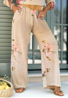 Compleu Bluză i Pantaloni w kwiaty Sunny Harmony bej