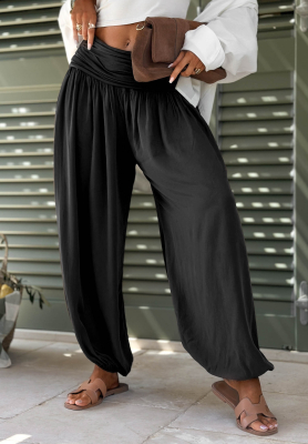 Pantaloni din viscoză cu bandă elastică Coastal Sand