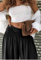 Zwiewne Pantaloni haremki ze ściągaczami Coastal Sand białe